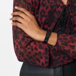 NIB Saint Laurent Leather Black Embossed Bracelet